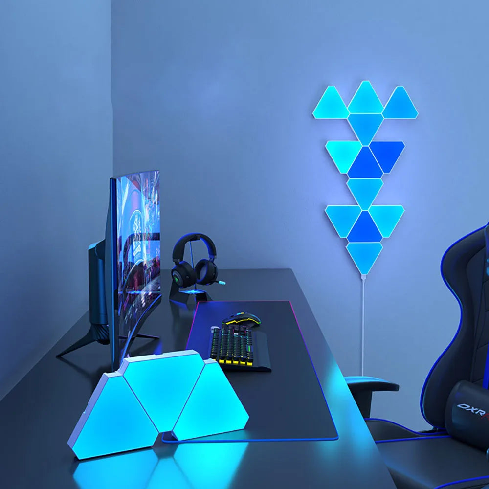 LED Triangular Quantum Lampe – RGB Wandlampe mit Smart Pickup Rhythmus für Schlafzimmer und Büro