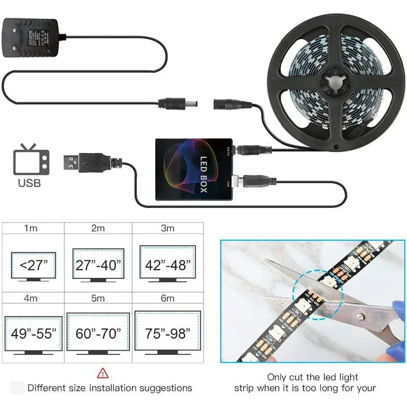 1-5M WS2812B RGBIC LED-Strips, Immersive PC Bildschirm Hintergrundbeleuchtung, Computer Monitor Dream Color Sync RGB Ambient Lampen