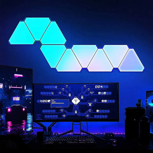 LED Triangular Quantum Lampe – RGB Wandlampe mit Smart Pickup Rhythmus für Schlafzimmer und Büro