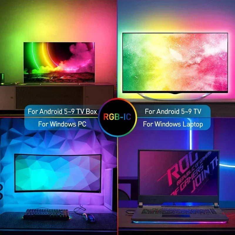 1-5M WS2812B RGBIC LED-Strips, Immersive PC Bildschirm Hintergrundbeleuchtung, Computer Monitor Dream Color Sync RGB Ambient Lampen