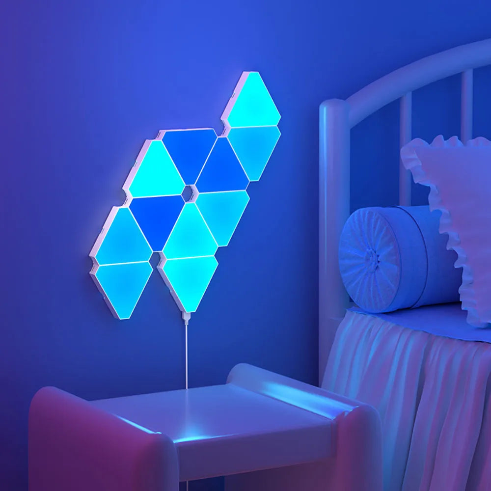 LED Triangular Quantum Lampe – RGB Wandlampe mit Smart Pickup Rhythmus für Schlafzimmer und Büro