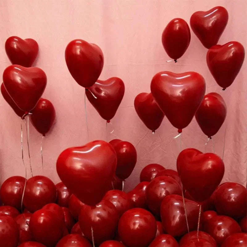 „50/10 Stück Rote Herzballons, Aufblasbare Latexballons für Valentinstag, Hochzeitsfeiern, Jubiläumsdekorationen – Dekorationsbedarf im Großhandel