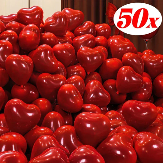 „50/10 Stück Rote Herzballons, Aufblasbare Latexballons für Valentinstag, Hochzeitsfeiern, Jubiläumsdekorationen – Dekorationsbedarf im Großhandel