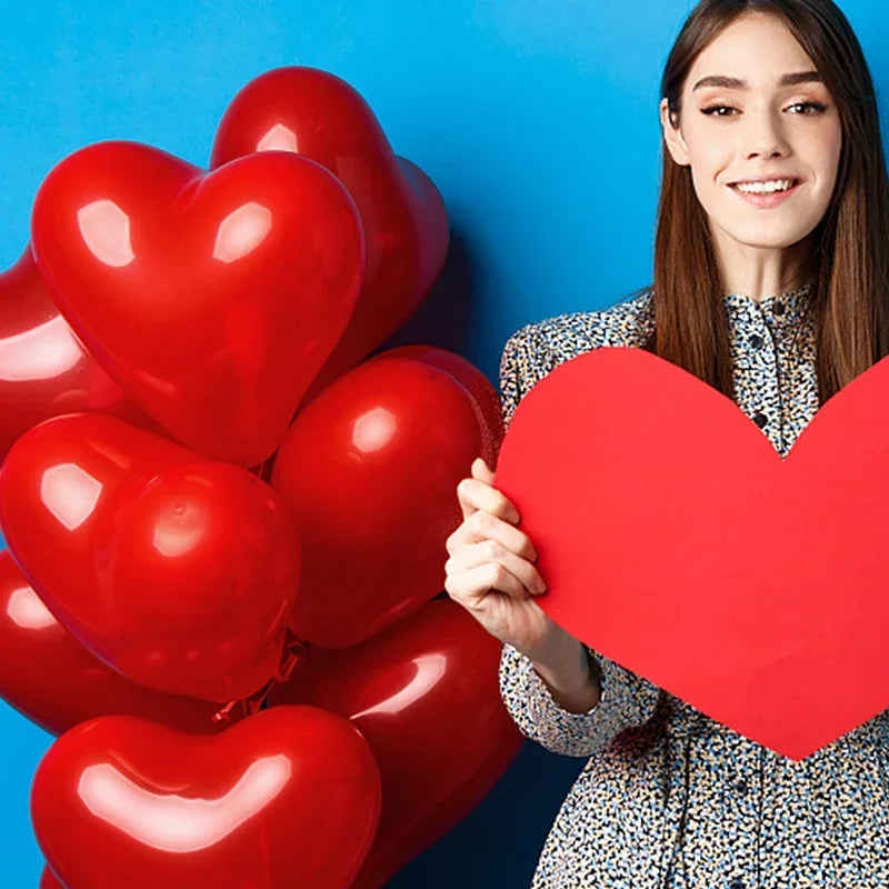 „50/10 Stück Rote Herzballons, Aufblasbare Latexballons für Valentinstag, Hochzeitsfeiern, Jubiläumsdekorationen – Dekorationsbedarf im Großhandel