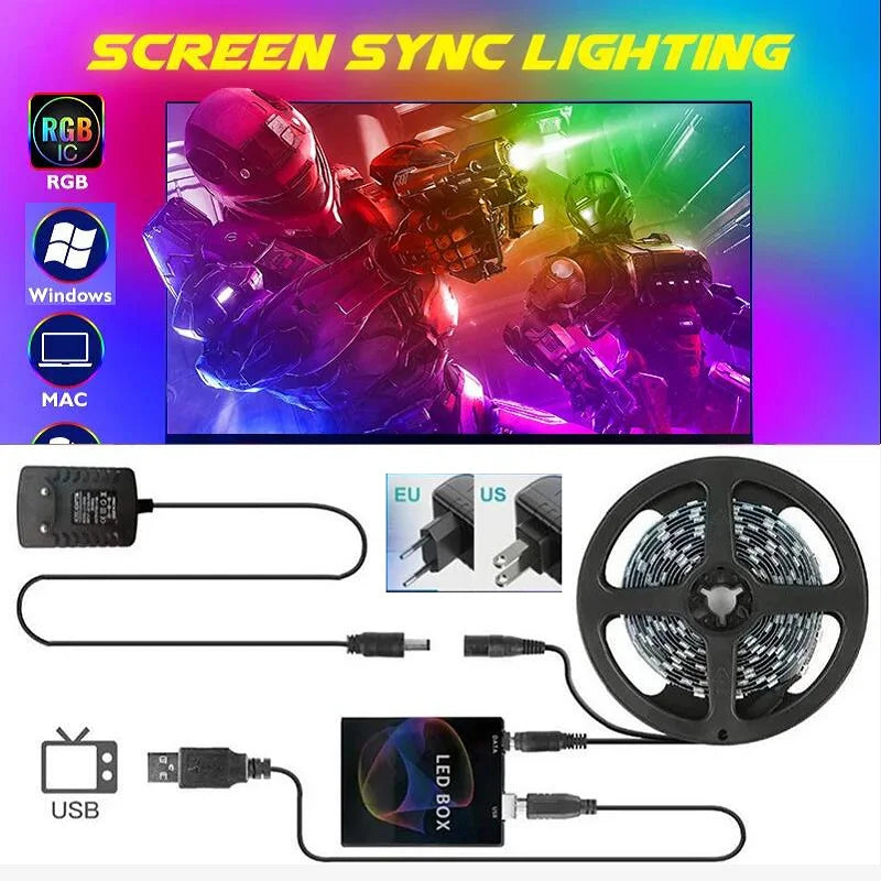 1-5M WS2812B RGBIC LED-Strips, Immersive PC Bildschirm Hintergrundbeleuchtung, Computer Monitor Dream Color Sync RGB Ambient Lampen